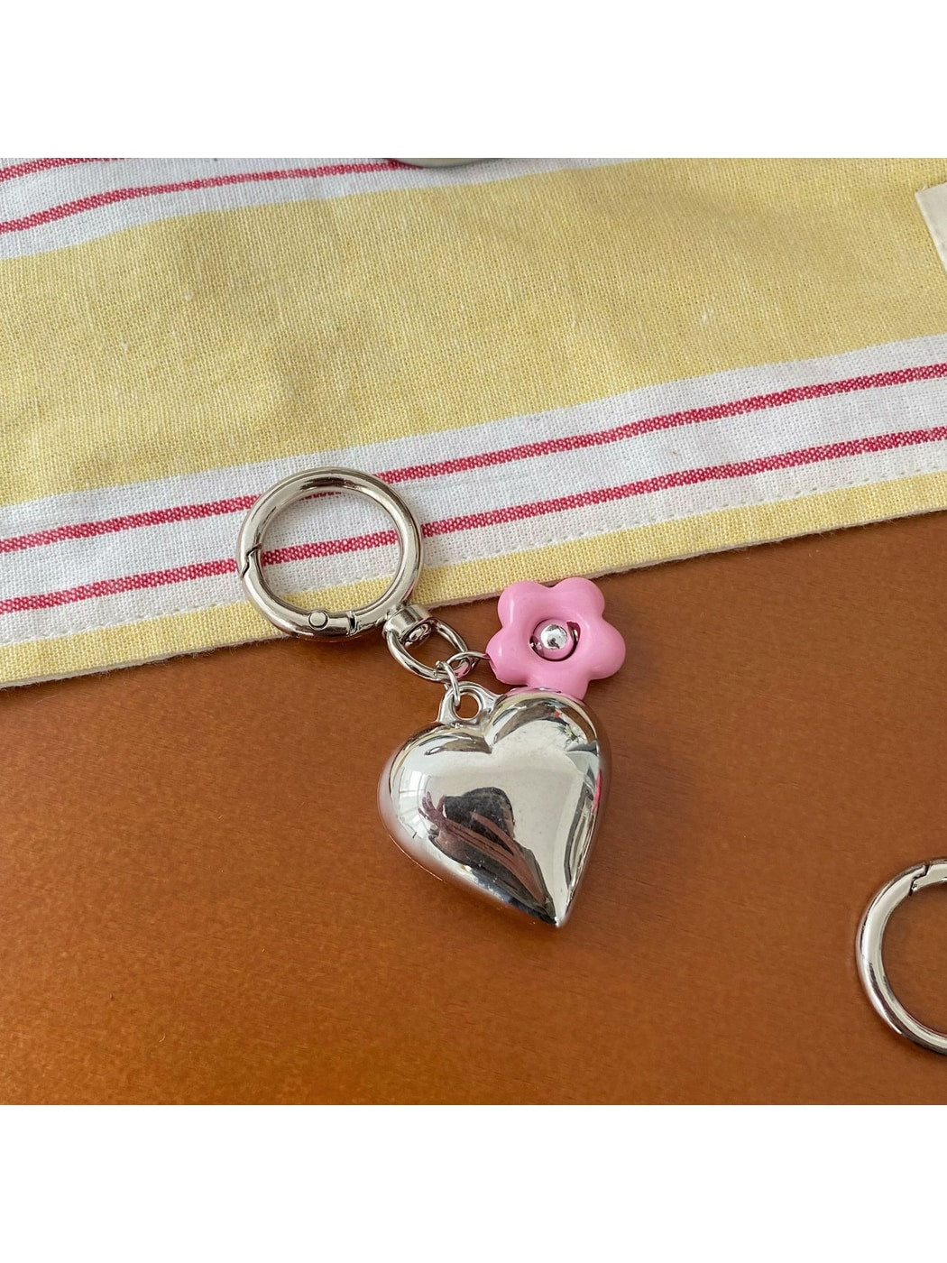 Keypus - Alloy Heart and Flower Bag Hanging Keychain