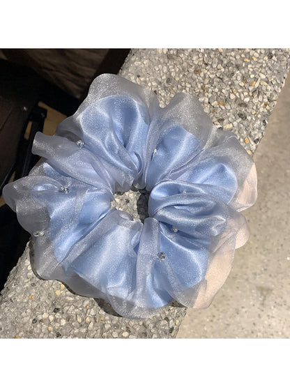 Gifty - Blue Organza Polyester Round Design Scrunchie