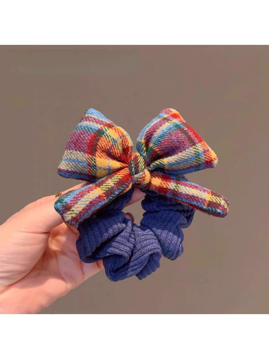 Gifty - Colorful Checkered Bow Scrunchie Hair Ring