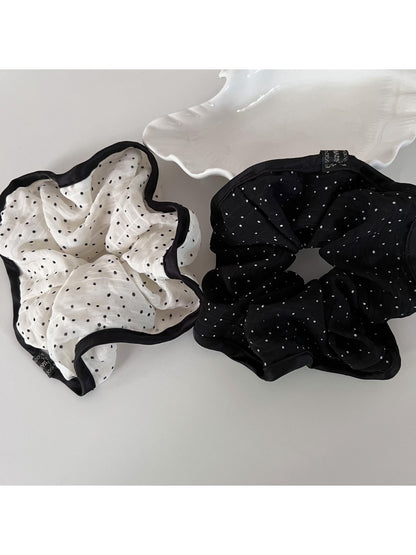 Gifty - Black White Polka Dot Hair Scrunchie