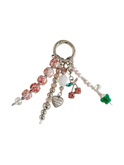 Keypus - Sweet Beaded Cherry Keyring Bag Charm Keychain
