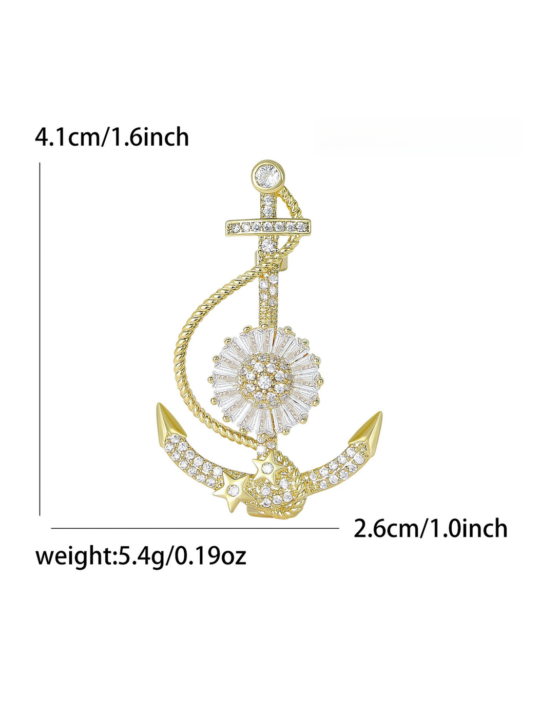 Brovia - Rhinestone Anchor Accent Alloy Brooch