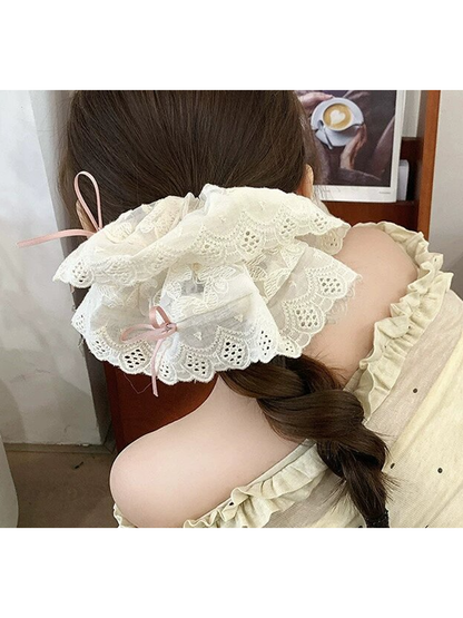 Gifty - Sweet Embroidered Lace Oversized Scrunchie