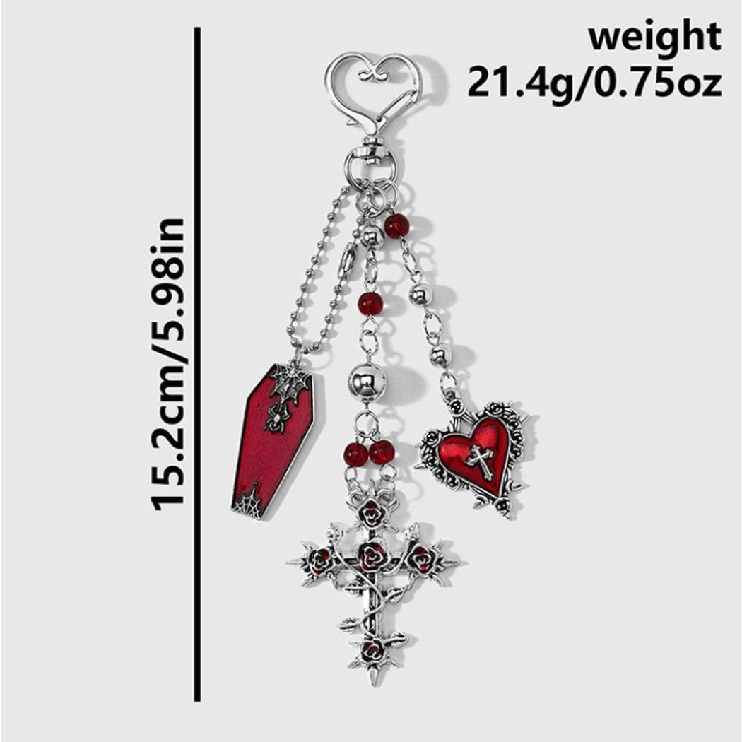 Keypus - Halloween Theme Rose Cross Keychain