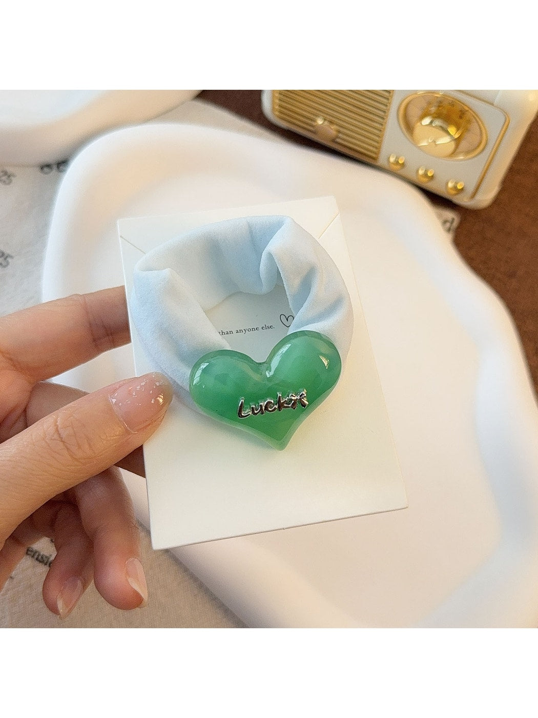 Gifty - Heart Detail Elastic Decorative Hair Tie