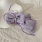 Gifty - Purple Floral Ruffle Trim Fabric Scrunchie