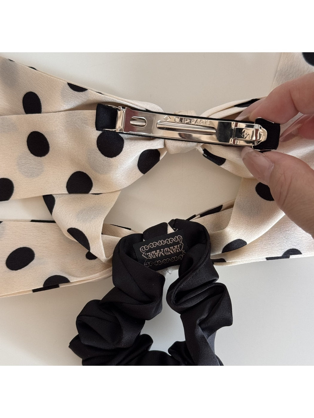 Beau - Long Tail Polka Dot Decorative Bow Hair Clip