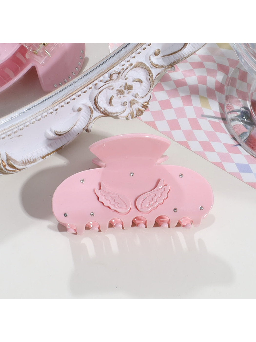 Beau - Acrylic Alloy Angel Wing Half Round Claw Clip