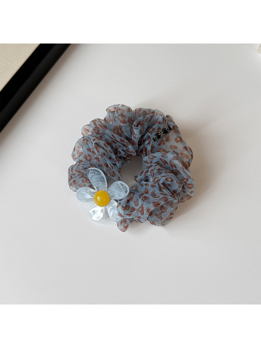 Gifty - Printed Polyester Mesh Ruffled Scrunchie