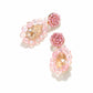 Earedge - Floral Beaded Teardrop Drop Statement Earrings