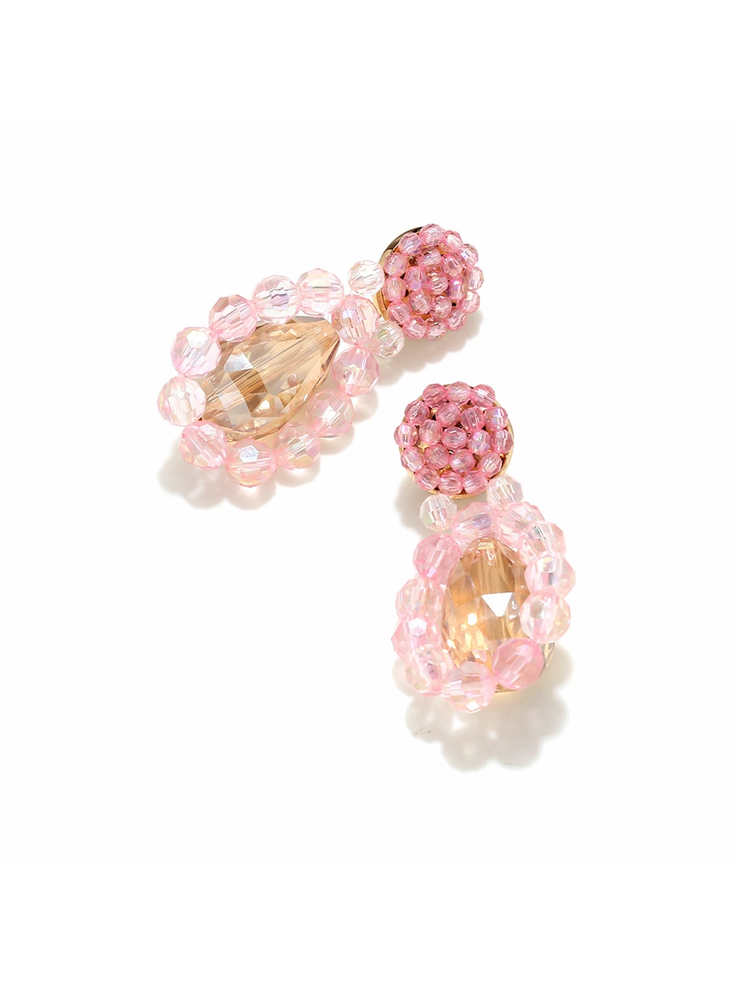 Earedge - Floral Beaded Teardrop Drop Statement Earrings
