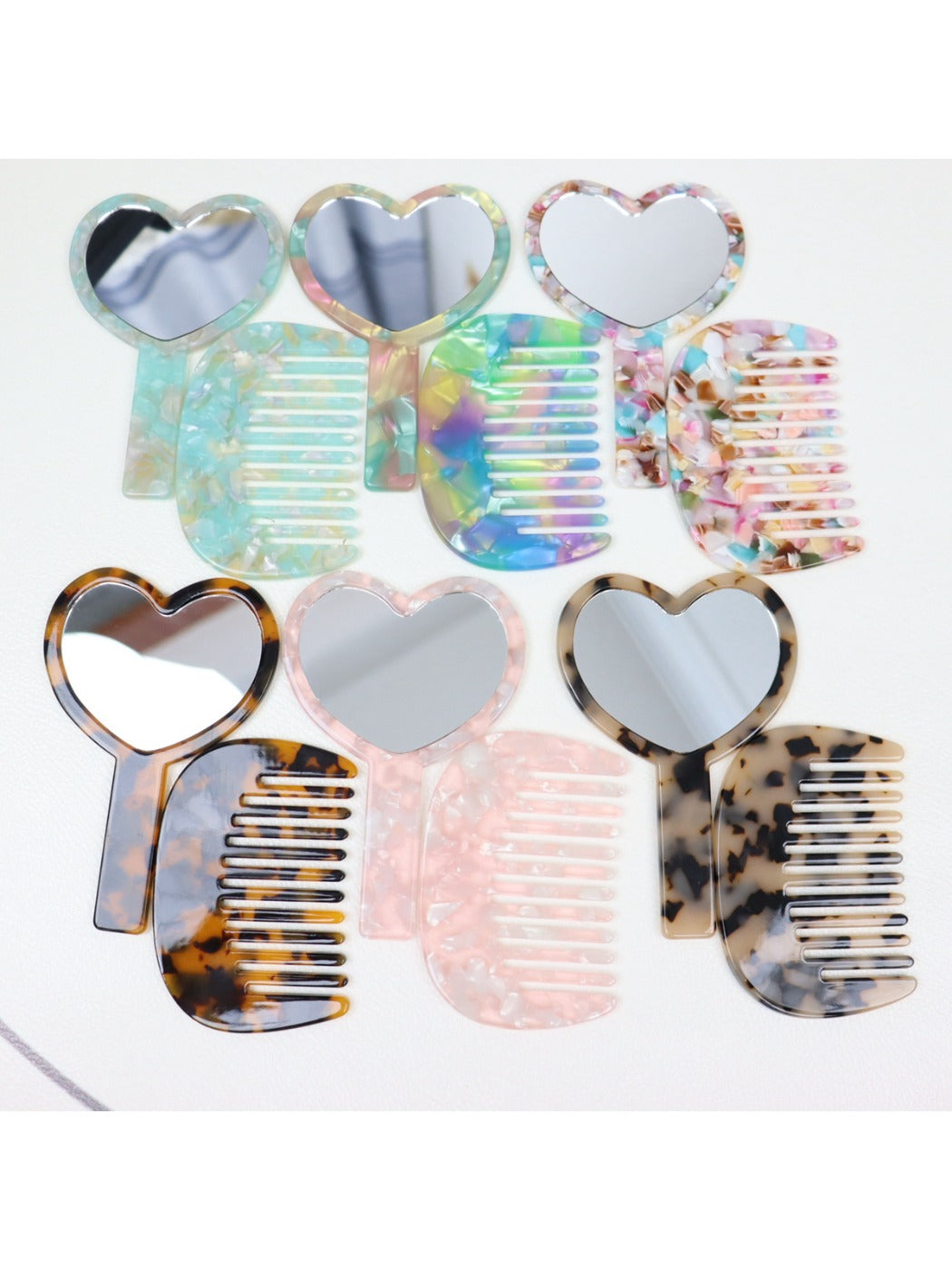 Mirroray - Acetic Acid Plate Makeup Mirror Comb Set