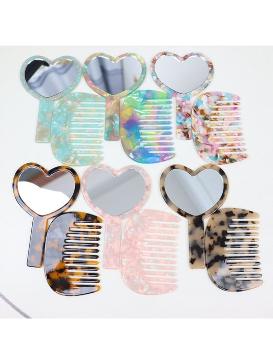 Mirroray - Acetic Acid Plate Makeup Mirror Comb Set