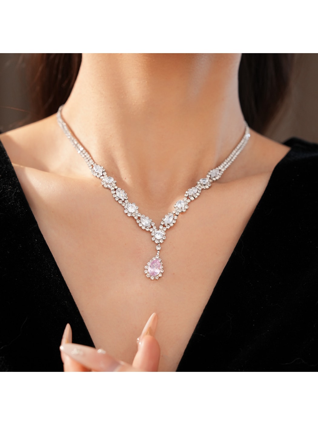 Nozari - Water Drop Stud Earrings and Necklace Set