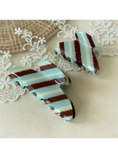 Beau - Striped Glossy Acetate Claw Clip