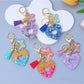 Keypus keychain with heart-shaped cutout hanging from a keyring