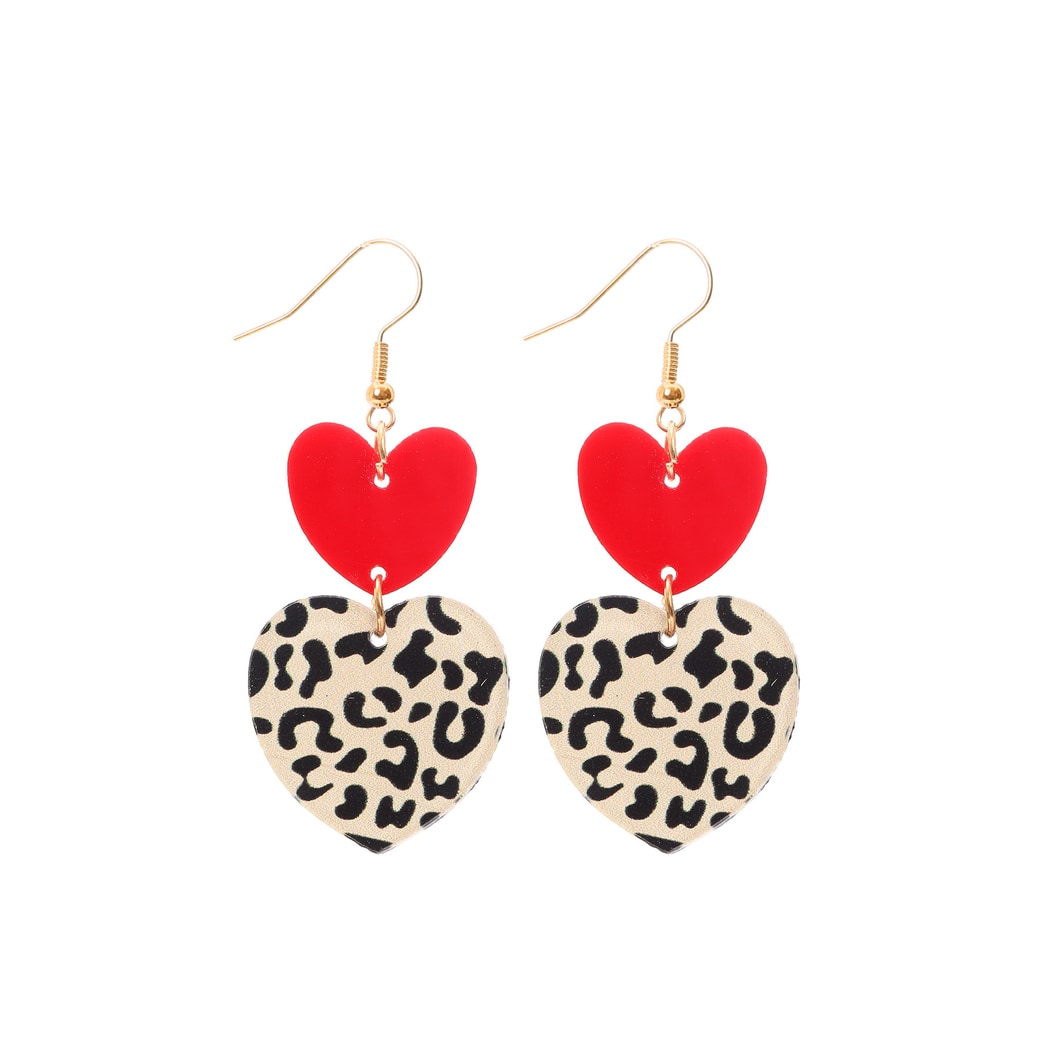 Earedge - Leopard Print Heart Shaped Earrings