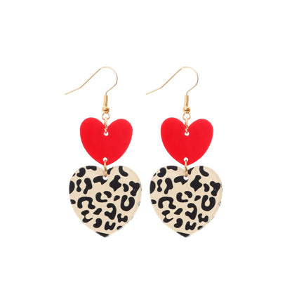 Earedge - Leopard Print Heart Shaped Earrings