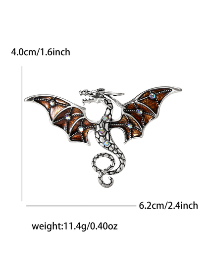 Brovia - Rhinestone Dragon Curled Tail Brooch Pin
