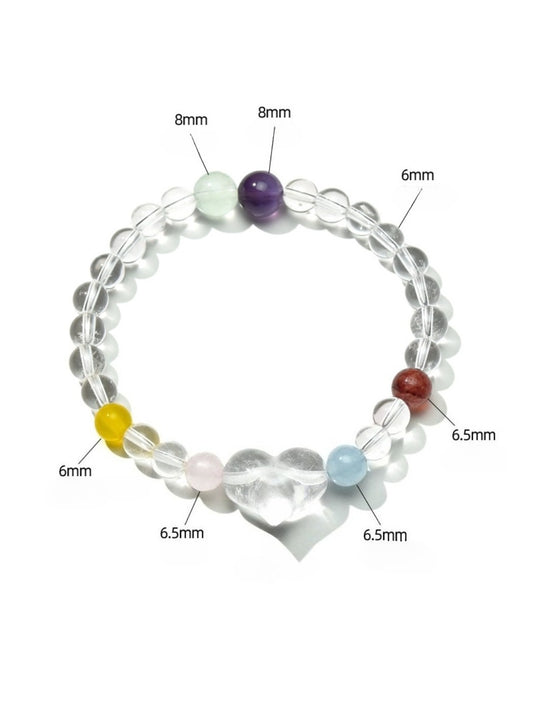 Lovra - Heart Shaped White Crystal Beaded Bracelet