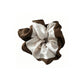 Gifty color block scrunchie displayed on a white background from top view
