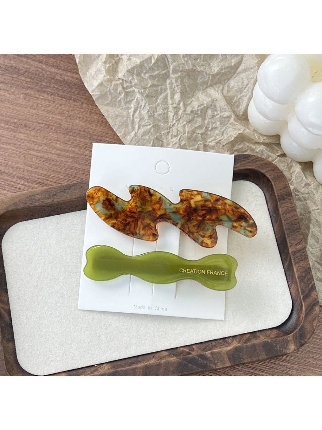 Beau - Acetate Wavy Pattern Hair Clip Set