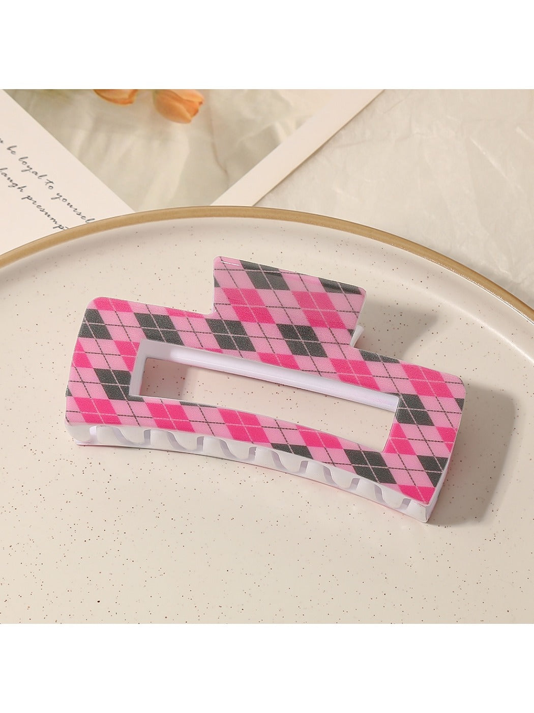 Beau - Openwork Grid Pattern Square Claw Clip