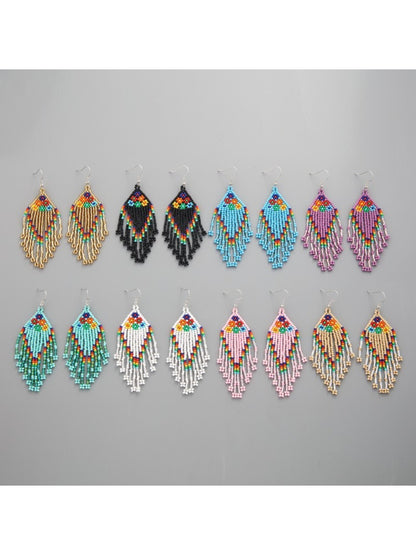 Earedge - Floral Tassel Drop Earrings