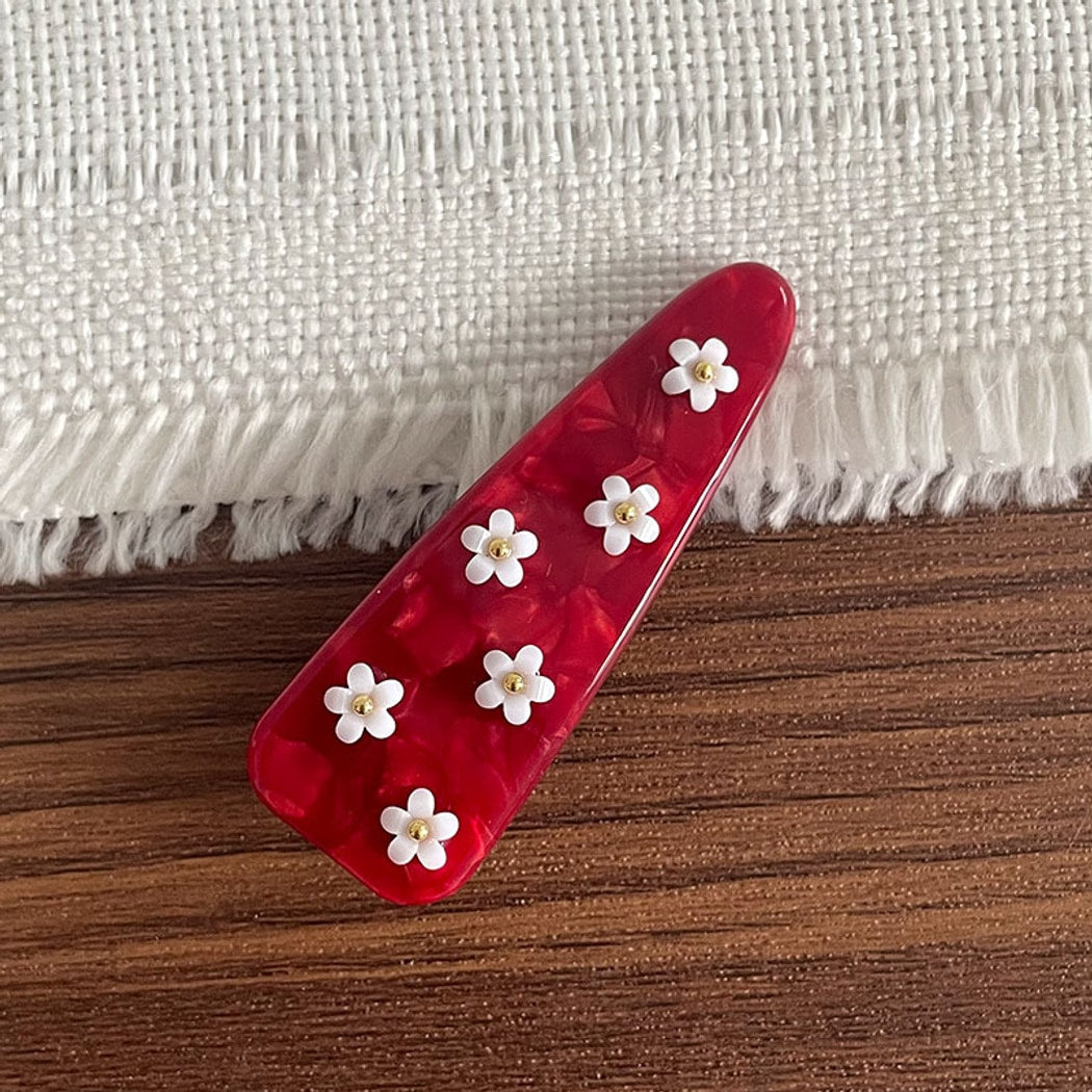 Beau - Pastel Floral Accent Triangle Side Barrette