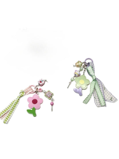 Keypus - Double-Sided Flower Beaded Keychain Charm
