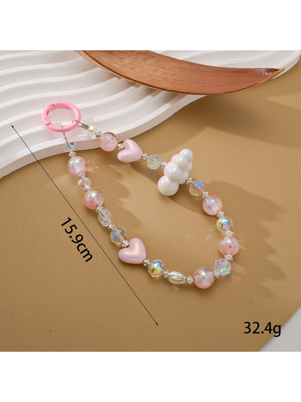 Keypus - Plastic Bead Heart Accent Phone Hanging Charm