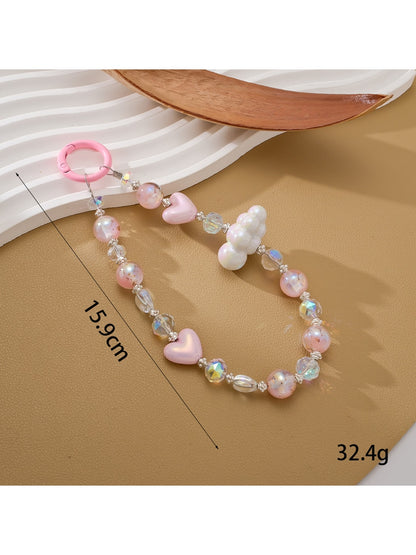 Keypus - Plastic Bead Heart Accent Phone Hanging Charm