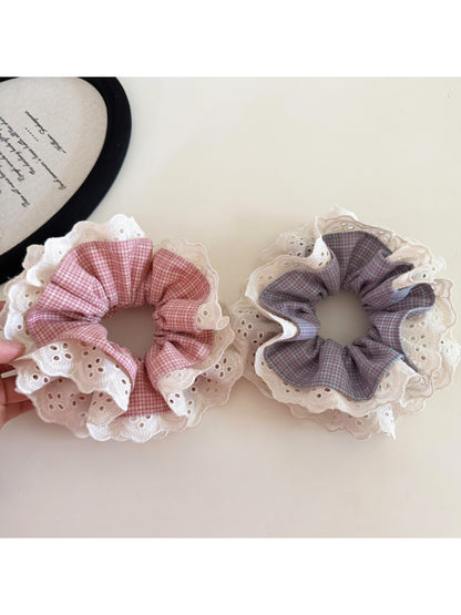 Gifty - Cute Plaid Lace Scrunchie