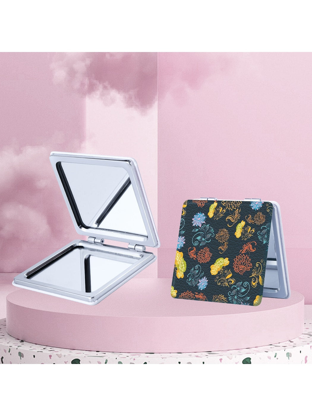 Mirroray - Floral Print Folding Portable Makeup Mirror