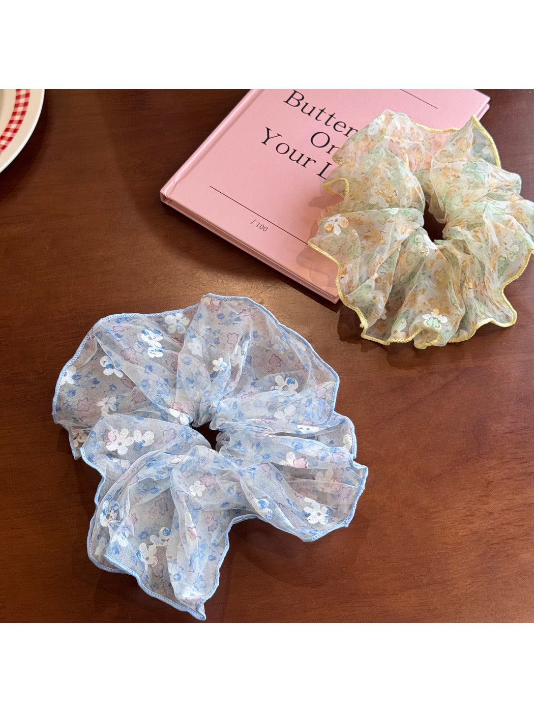 Gifty - Lace Mesh Scrunchie Oversized Floral Hair Tie