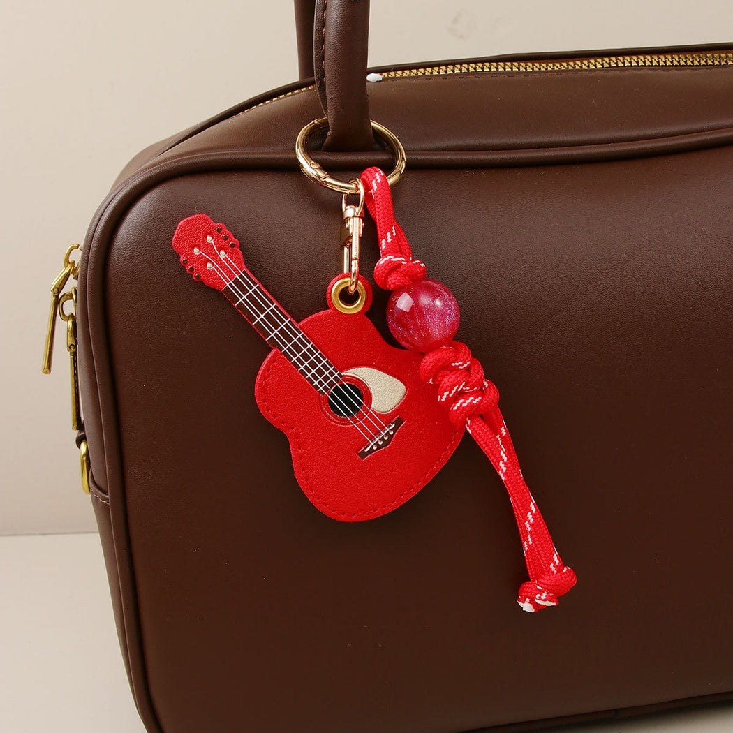 Keypus - Minimalist Guitar Pendant PU Bag Charm Keychain