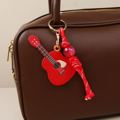 Keypus - Minimalist Guitar Pendant PU Bag Charm Keychain