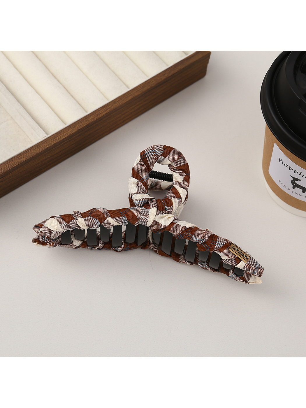 Beau - Plaid Fabric Bow Shape Claw Hair Clip