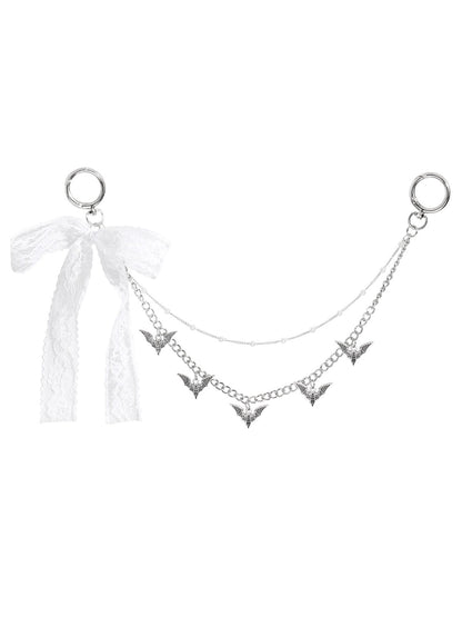 Keypus - Y2K Lace Bow Chain Bag Charm Keychain