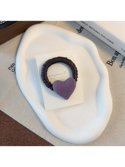 Gifty - Sweet Style Heart Accent Fabric Hair Tie