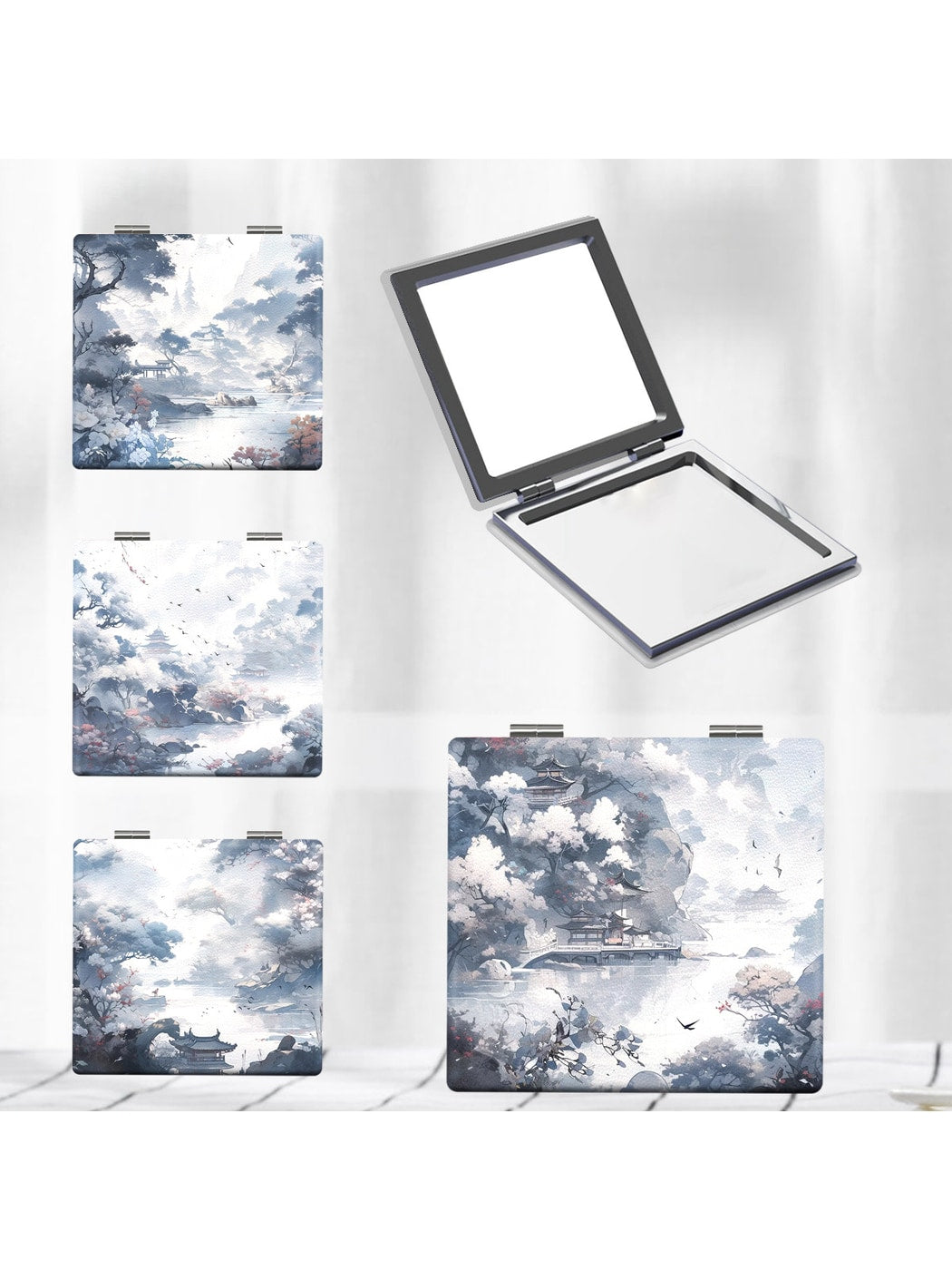 Mirroray - Retro Landscape Print Folding Compact Mirror