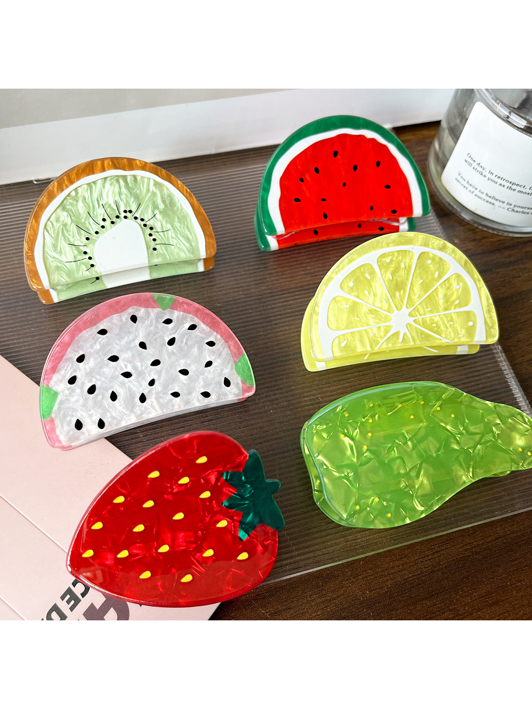 Beau - Geometric Fruit Ring Design PVC Hair Claw Clip
