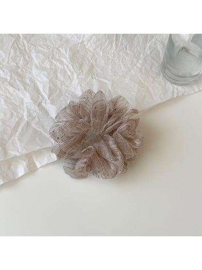Gifty - Ruffled Mesh Polka Dot High Elastic Scrunchie
