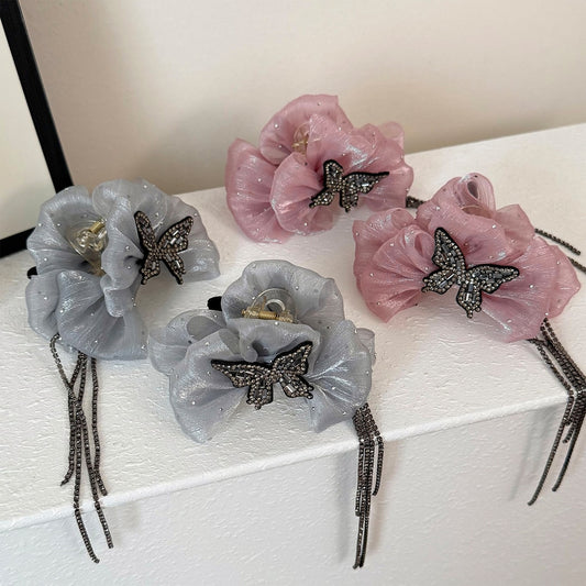 Beau - Decorative Ruffled Bow Hair Claw Clip
