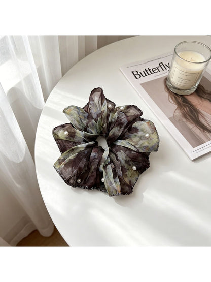 Gifty - Ruffled Lace Beaded Organza Style Scrunchie
