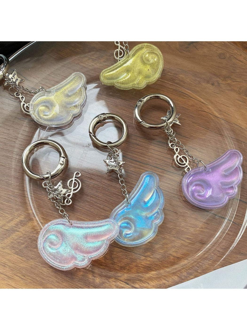 Keypus - Acrylic Alloy Wing Music Note Bag Charm Keychain