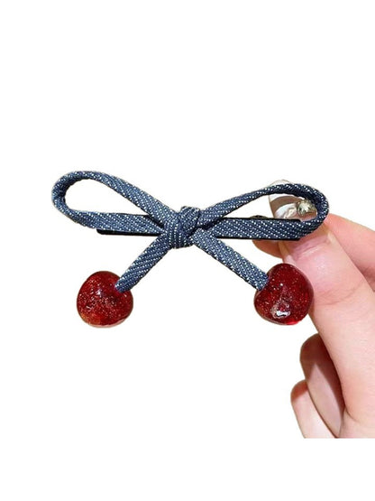 Beau - Cherry-Embellished Bow Hair Clip