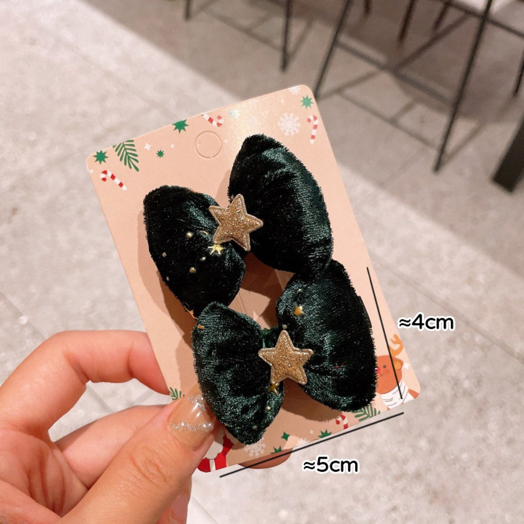 Beau - Bright Christmas Velvet Bow Hair Clip