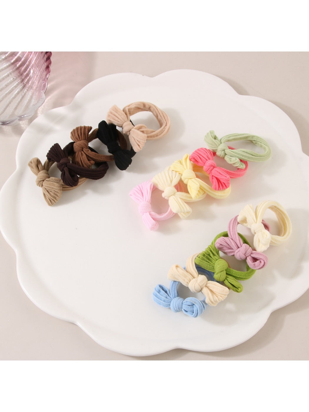 Gifty - Macaron Color Bow Hair Tie Set