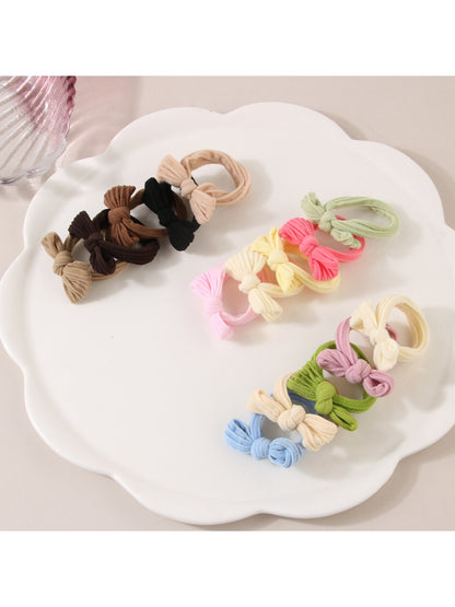 Gifty - Macaron Color Bow Hair Tie Set